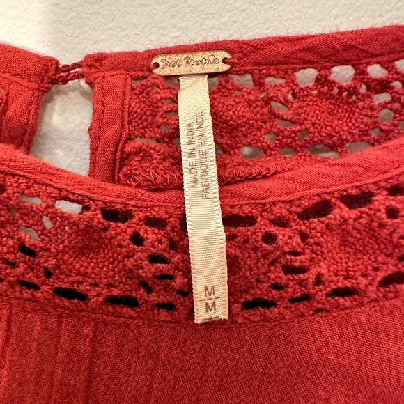 Free People Women’s Red Embroidered Babydoll Dress Size M - Picture 3 of 4